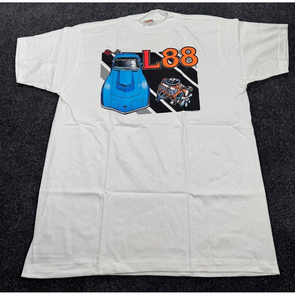 VTG 1988 Corvette L88 Engine T Shirt NWT USA XL Single Stitch NOS Car Tee - Picture 2 of 7